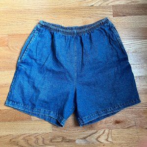 Los Angeles Apparel 10 OZ. Denim Mid-Length Shorts with Elastic Waist